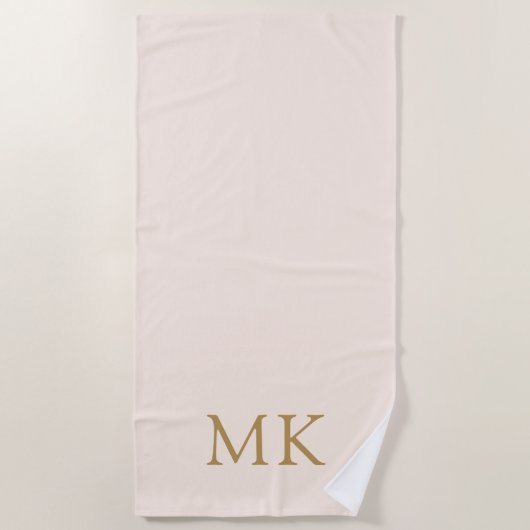 Blush Pink Gold Monogram Strandlaken (Voorkant)