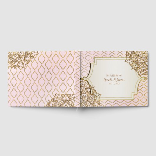 Blush Pink Gold Moroccan Arabian Night Wedding Gastenboek (Volledig)