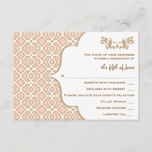 Blush Pink Gold Moroccan Weddenrenkaarten RSVP Kaartje