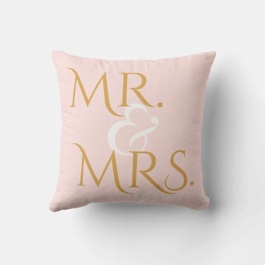 Blush Pink Gold | Mr. & Mrs Wedding Keepomwille Kussen (Achterkant)