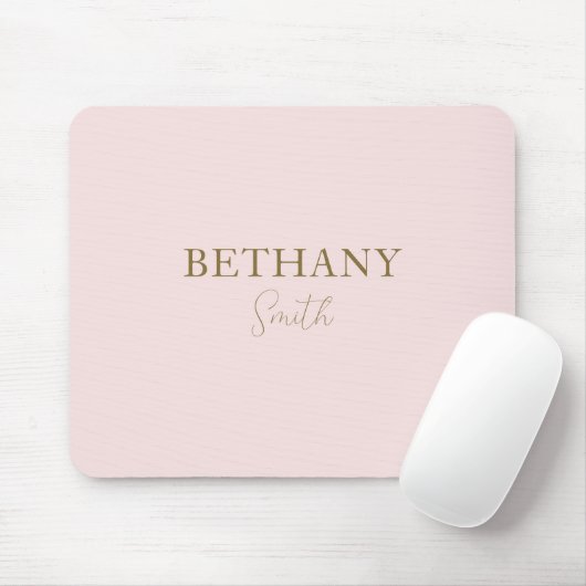 Blush Pink Gold Name Modern Muismat (Met muis)