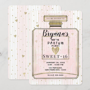 Blush Pink & Gold Paris Parfum Sweet 16 zaterdag Kaart