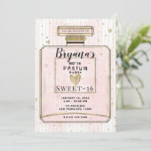 Blush Pink & Gold Paris Parfum Sweet 16 zaterdag Kaart (Staand voorkant)