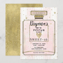 Blush Pink & Gold Paris Parfum Sweet 16 zaterdag Kaart