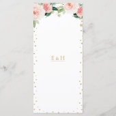 Blush pink gold peony floral elegant wedding menu (Achterkant)