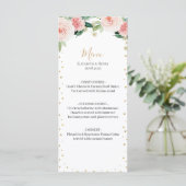 Blush pink gold peony floral elegant wedding menu (Staand voorkant)
