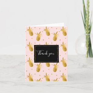 Blush Pink Gold Pineapples and Stippen Hartelijk d Bedankkaart