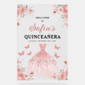 Blush Pink Gold Princess Quinceañera Welkom Acryl Bord (Voorkant)