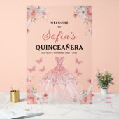 Blush Pink Gold Princess Quinceañera Welkom Acryl Bord (Huwelijk)