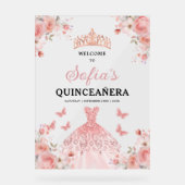 Blush Pink Gold Princess Quinceañera Welkom Acryl Bord (Voorkant)