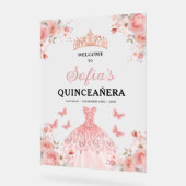 Blush Pink Gold Princess Quinceañera Welkom Acryl Bord (Hoek)
