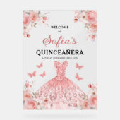Blush Pink Gold Princess Quinceañera Welkom Acryl Bord (Voorkant)