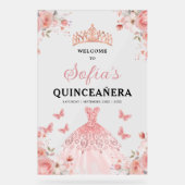 Blush Pink Gold Princess Quinceañera Welkom Acryl Bord (Voorkant)