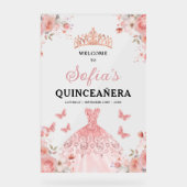 Blush Pink Gold Princess Quinceañera Welkom Acryl Bord (Voorkant)
