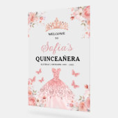 Blush Pink Gold Princess Quinceañera Welkom Acryl Bord (Hoek)