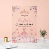 Blush Pink Gold Princess Quinceañera Welkom Acryl Bord (Huwelijk)