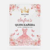 Blush Pink Gold Princess Quinceañera Welkom Acryl Bord (Voorkant)