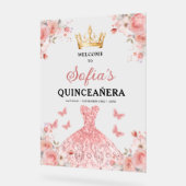 Blush Pink Gold Princess Quinceañera Welkom Acryl Bord (Hoek)