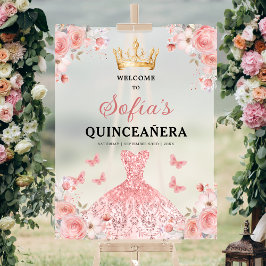Blush Pink Gold Princess Quinceañera Welkom Acryl Bord