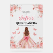Blush Pink Gold Princess Quinceañera Welkom Acryl Bord (Voorkant)