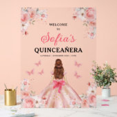 Blush Pink Gold Princess Quinceañera Welkom Acryl Bord (Huwelijk)