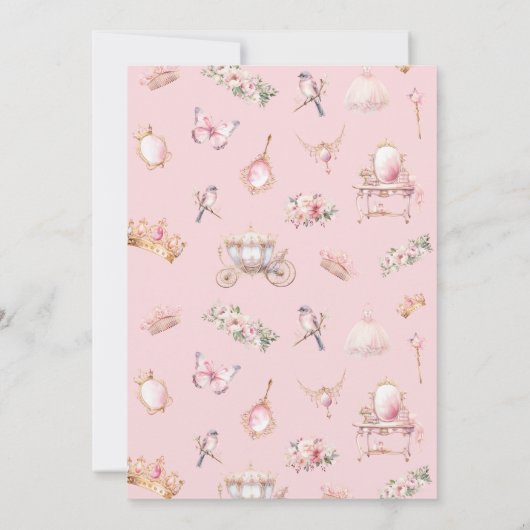 Blush Pink Gold Prinses 1e Verjaardagsfeestkroon Kaart (Achterkant)