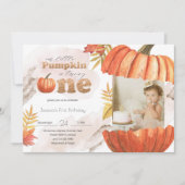Blush Pink Gold Pumpkin eerdag met foto Kaart (Voorkant)