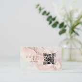 Blush Pink Gold QR-codeagaat Visitekaartje (Staand voorkant)