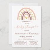 Blush Pink Gold Rainbow Virtual Baby shower Kaart (Voorkant)