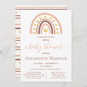 Blush Pink Gold Rainbow Virtual Baby shower Kaart