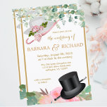 Blush Pink Gold Romantic Floral QR Wedding Kaart<br><div class="desc">Romantic pastel waterverf roos tuinbloesem botanische trouwuitnodiging. Deze unieke en charmerende uitnodiging bevat bouquets van zacht pastel waterverf rozen in tinten van wazige roze, pastelroze, perzik en room met groene botanische en eucalyptusbladeren. Hij is ook voorzien van de prachtige bovenste hoed en wandelstok met het charmante pet en parasol. Een...</div>