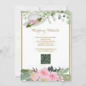Blush Pink Gold Romantic Floral QR Wedding Kaart (Achterkant)