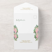 Blush Pink Gold Romantic Floral Wedding All In One Uitnodiging (Buitenkant)