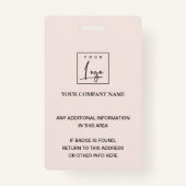 BLUSH PINK GOLD ROOS FLORAL FOTO LOGO IDENTITEIT BADGE (Achterkant)