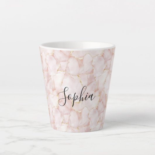 Blush Pink Gold Rose Petals Floral Latte Mok (Voorkant)