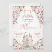 Blush Pink Gold Royal Castle Princess Baby shower Kaart (Voorkant)