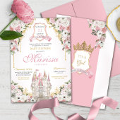Blush Pink Gold Royal Castle Princess Baby shower Kaart
