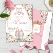 Blush Pink Gold Royal Castle Princess Baby shower Kaart