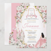 Blush Pink Gold Royal Princess Castle Quinceanera Kaart (Voorkant / Achterkant)