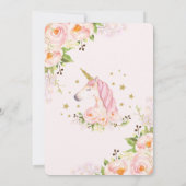 Blush Pink Gold Rozen Floral Unicorn Baby shower Kaart (Achterkant)