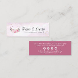 Blush Pink Gold Rustic Floral Antlers Sociale Medi Mini Visitekaartje
