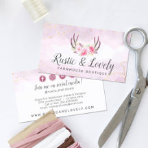 Blush Pink Gold Rustic Floral Antlers Sociale Medi