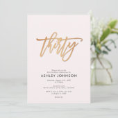Blush Pink & Gold Script Confetti 30th Birthday Kaart (Staand voorkant)