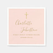 Blush Pink Gold Script First Heilige Communie Servet (Voorkant)