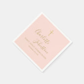 Blush Pink Gold Script First Heilige Communie Servet (Hoek)