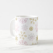 Blush Pink & Gold Snowflake Winter Mok (Voorkant links)