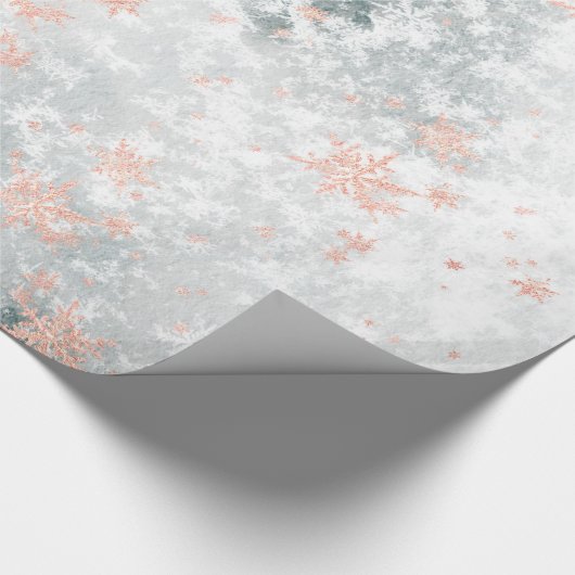 Blush Pink Gold Snowflakes, bevroren Lake Ice Cadeaupapier (Hoek)