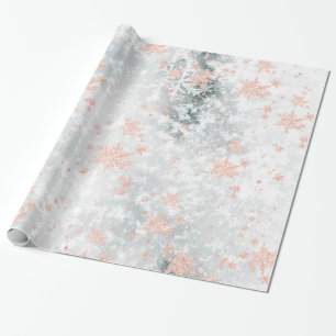 Blush Pink Gold Snowflakes, bevroren Lake Ice Cadeaupapier