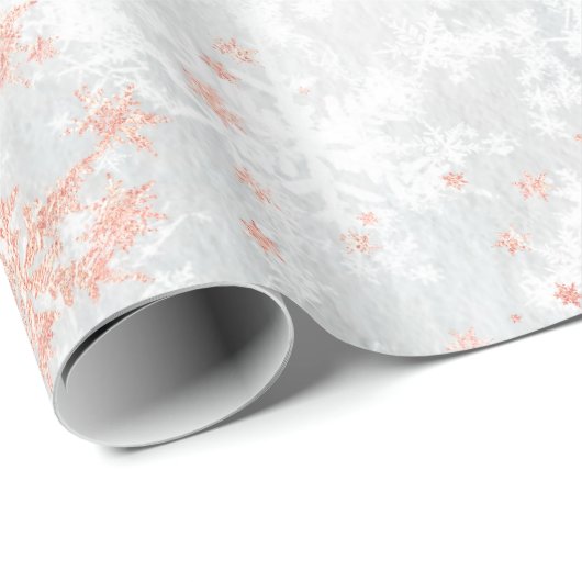 Blush Pink Gold Snowflakes, bevroren Lake Ice Cadeaupapier (Rol Hoek)