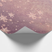 Blush Pink Gold Snowflakes Paarse Dusk Sunset Cadeaupapier (Hoek)